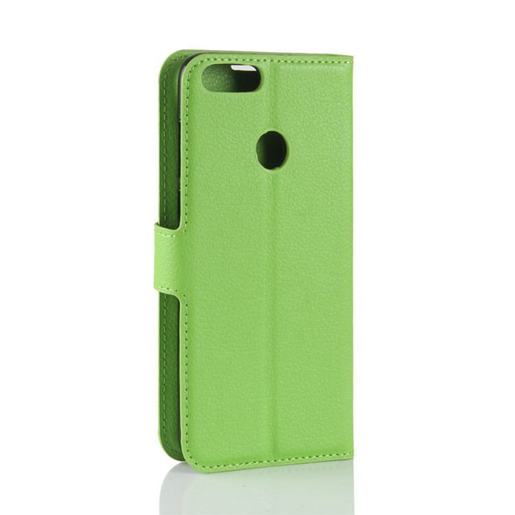 Litchi Skin PU Leather Flip Willet Stand Case Protector Para Huawei P Smart / Disfruta 7s - Verde