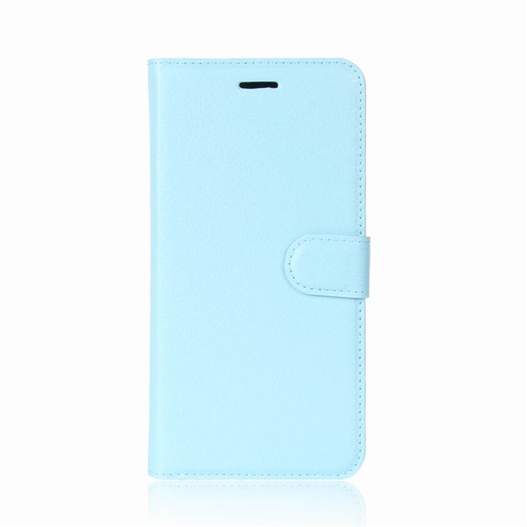 Litchi Skin PU Leder Brieftaschenständer Magnetische Abdeckung Für Huawei P Smart / Genieße 7s - Blau