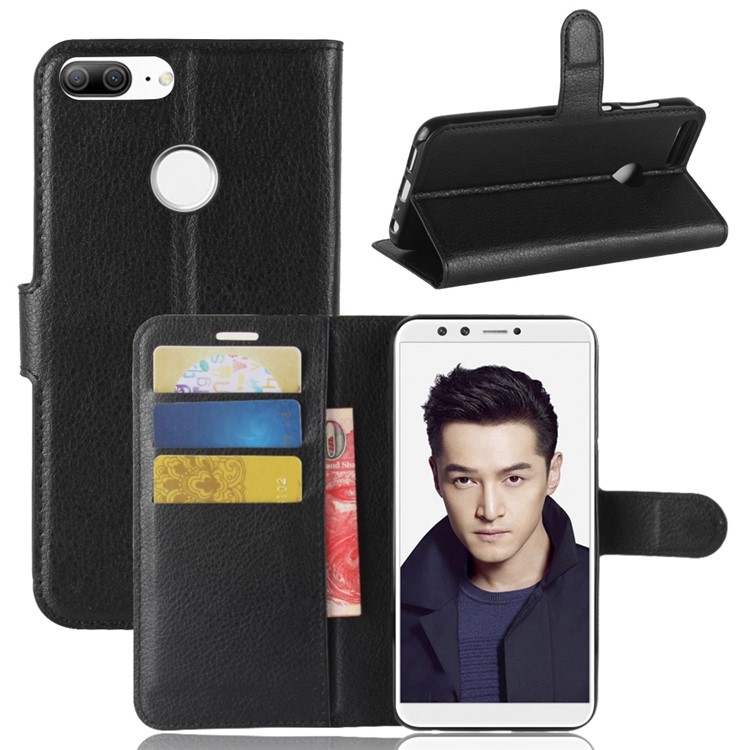 Litchi Skin PU Leather Magnetic Wallet Stand Phone Shell for Huawei Honor 9 Lite / Honor 9 Youth Edition - Black-1