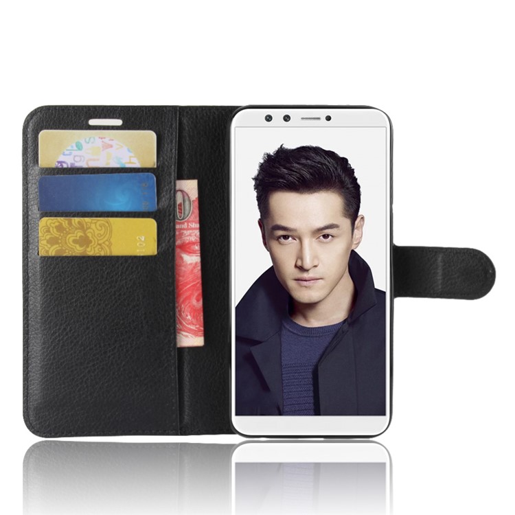 Litchi Skin PU Leather Magnetic Wallet Stand Phone Shell for Huawei Honor 9 Lite / Honor 9 Youth Edition - Black-4