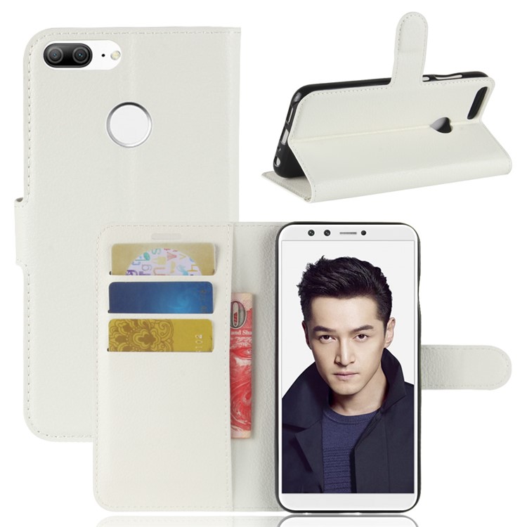 Litchi Skin PU Leather Magnetic Wallet Stand Phone Case for Huawei Honor 9 Lite / Honor 9 Youth Edition - White-1