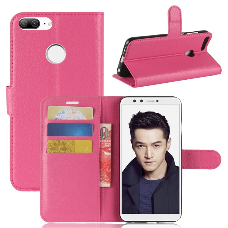 Litchi Skin PU Leather Magnetic Wallet Stand Phone Casing for Huawei Honor 9 Lite / Honor 9 Youth Edition - Rose-1