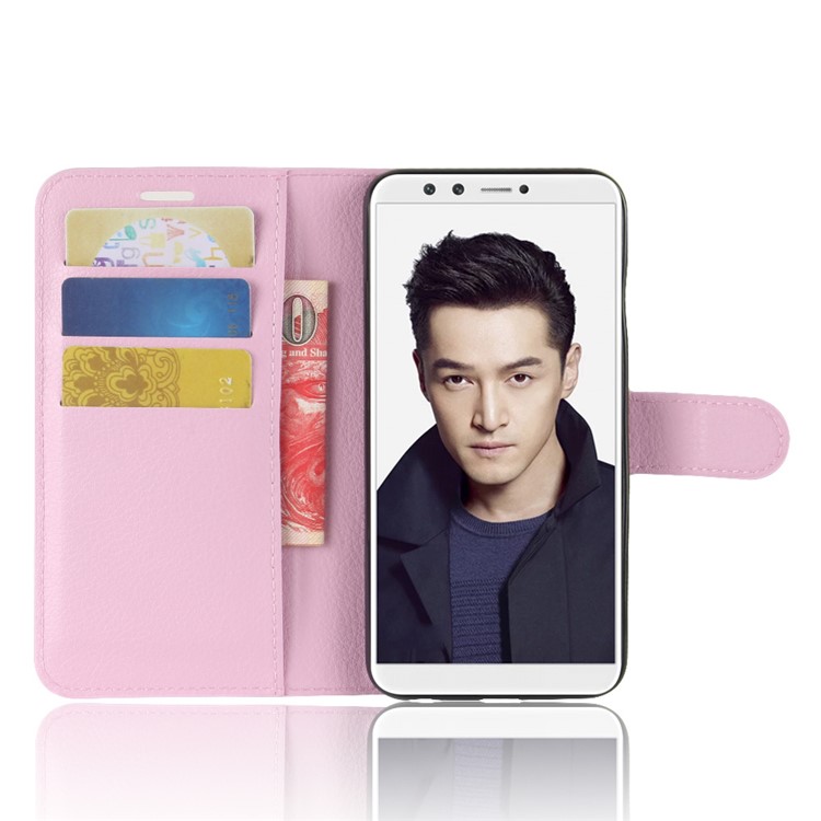 Litchi Skin PU Leather Magnetic Wallet Stand Cell Phone Shell for Huawei Honor 9 Lite / Honor 9 Youth Edition - Pink-4