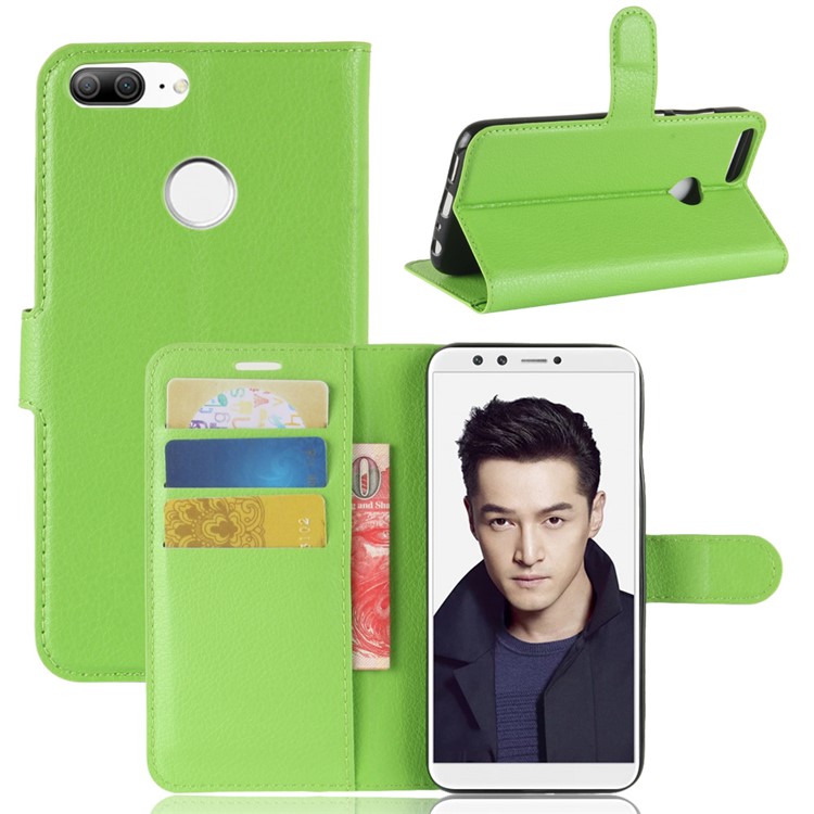 Litchi Skin PU Leather Magnetic Wallet Stand Cell Phone Cover for Huawei Honor 9 Lite / Honor 9 Youth Edition - Green-1