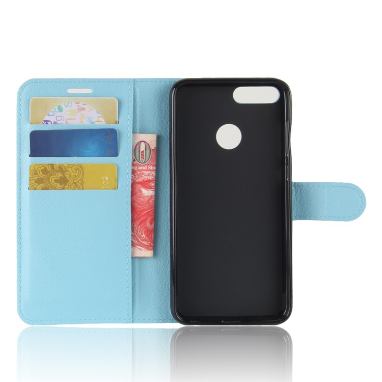 Litchi Skin PU Leather Magnetic Wallet Stand Cell Phone Casing for Huawei Honor 9 Lite / Honor 9 Youth Edition - Blue-3