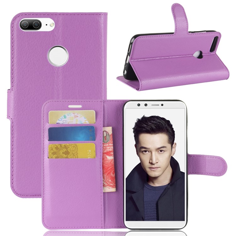 Litchi Skin PU Leather Magnetic Wallet Stand Mobile Phone Cover for Huawei Honor 9 Lite / Honor 9 Youth Edition - Purple-1