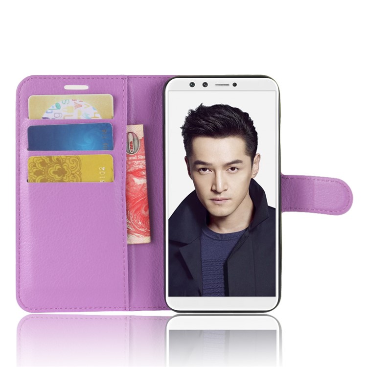 Litchi Skin PU Leather Magnetic Wallet Stand Mobile Phone Cover for Huawei Honor 9 Lite / Honor 9 Youth Edition - Purple-4