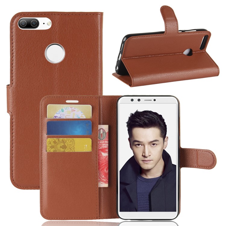 Litchi Skin PU Leather Magnetic Wallet Stand Cell Phone Casing for Huawei Honor 9 Lite / Honor 9 Youth Edition - Brown-1