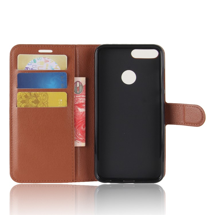 Litchi Skin PU Leather Magnetic Wallet Stand Cell Phone Casing for Huawei Honor 9 Lite / Honor 9 Youth Edition - Brown-3