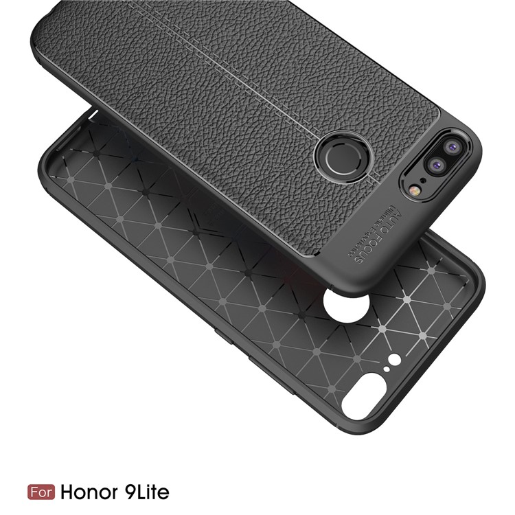 Litchi Grain Soft TPU Back Cover for Huawei Honor 9 Lite / Honor 9 Youth Edition - Black-2