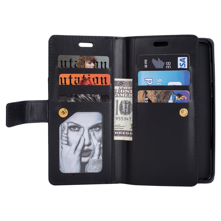 Multi-slot Wallet Zippered Leather Case for Huawei Mate 10 Lite / nova 2i / Maimang 6 / Honor 9i (India) - Black-4