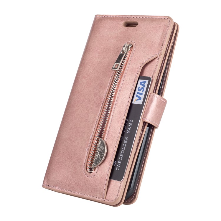 Multi-slot Wallet Zippered Leather Mobile Casing for Huawei Mate 10 Lite / nova 2i - Rose Gold-6