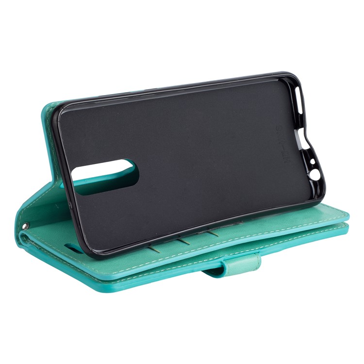 Multi-slot Wallet Zippered Leather Cell Phone Case for Huawei Mate 10 Lite / Maimang 6 - Cyan-5