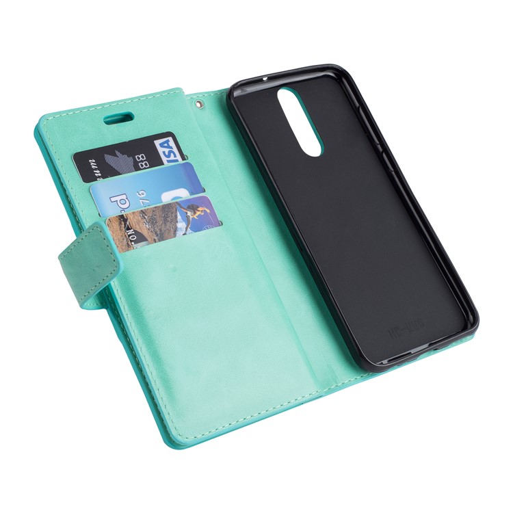 Portafoglio Multi-slot Custodia Per Cellulare In Pelle Con Cerniera Per Huawei Mate 10 Lite / Maimang 6. - Ciano