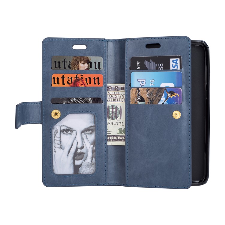 Multi-slot Wallet Zippered Leather Protective Shell for Huawei Mate 10 Lite / Honor 9i (India) - Dark Blue-4
