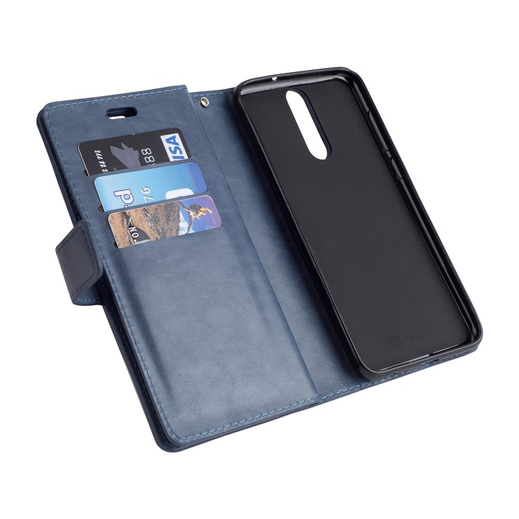 Multi-slot Wallet Zippered Leather Protective Shell for Huawei Mate 10 Lite / Honor 9i (India) - Dark Blue-7