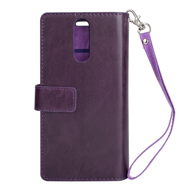 Multi-slot Wallet Zippered Leather Phone Shell for Huawei Mate 10 Lite / Maimang 6 - Purple-3