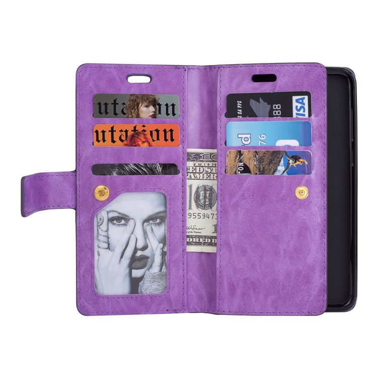 Multi-slot Wallet Zippered Leather Phone Shell for Huawei Mate 10 Lite / Maimang 6 - Purple-4