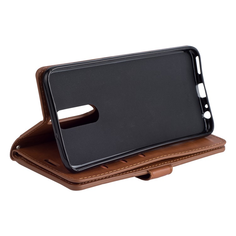 Multi-slot Wallet Zippered Leather Case Protector for Huawei Mate 10 Lite / Honor 9i (India) - Brown-5