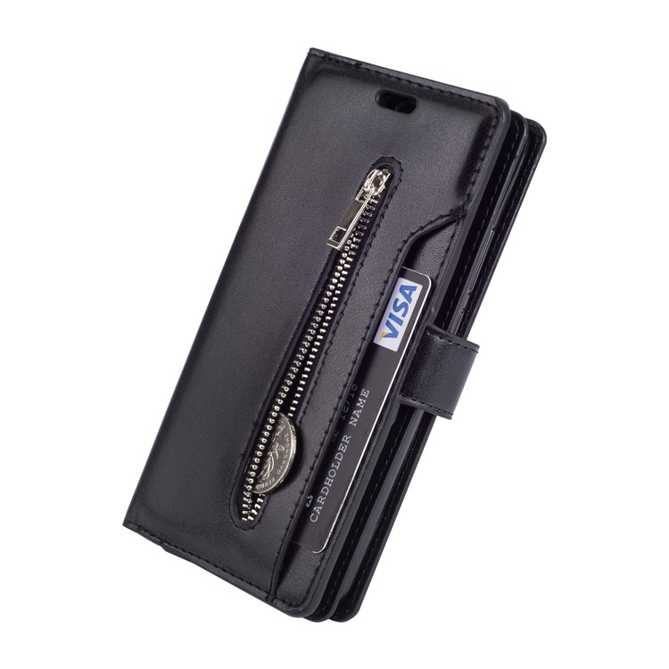 Multi-slot Wallet Zippered Leather Phone Case for Huawei Mate 10 Pro - Black-6