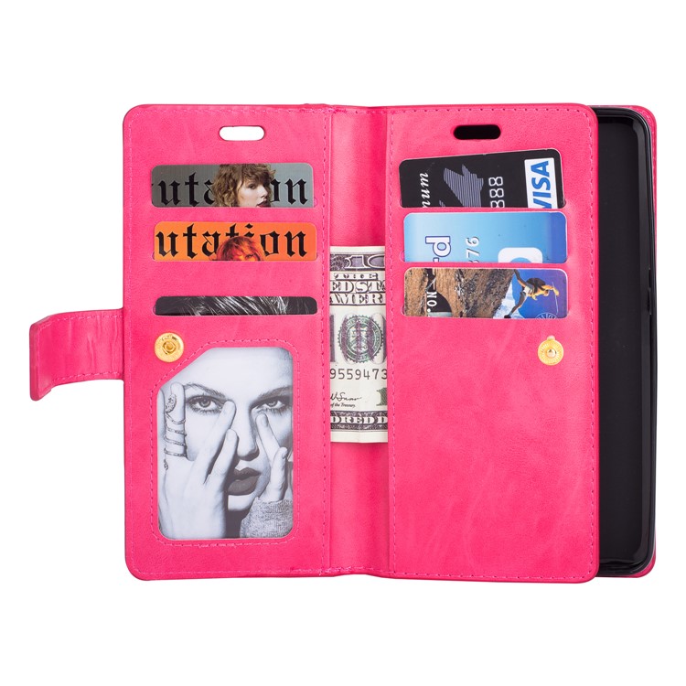 Multi-slot Wallet Zippered Leather Phone Cover for Huawei Mate 10 Pro - Rose-3