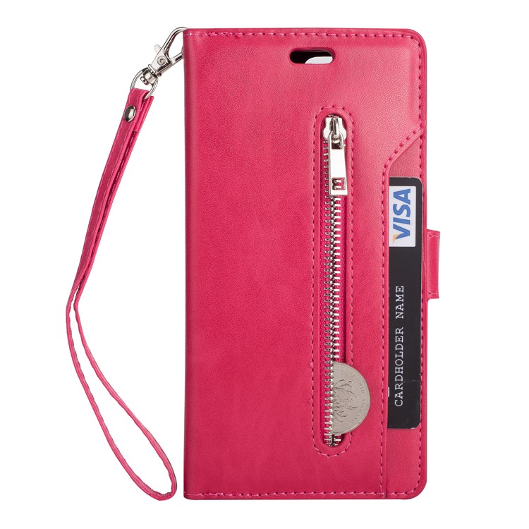 Capa De Telefone Com Zíper Da Carteira Multi-slot Para Huawei Mate 10 Pro - Rosa