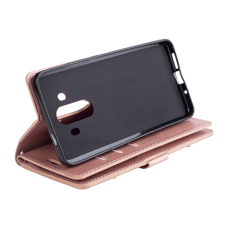 Multi-slot Wallet Zippered Leather Cell Phone Case for Huawei Mate 10 Pro - Rose Gold-4