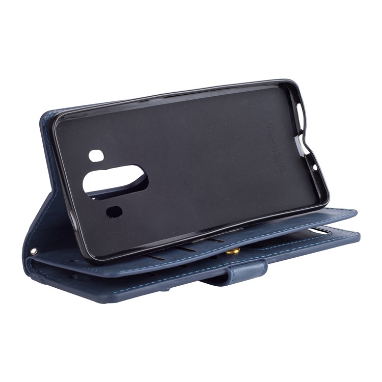 Multi-slot Wallet Zippered Leather Protector Case for Huawei Mate 10 Pro - Dark Blue-4