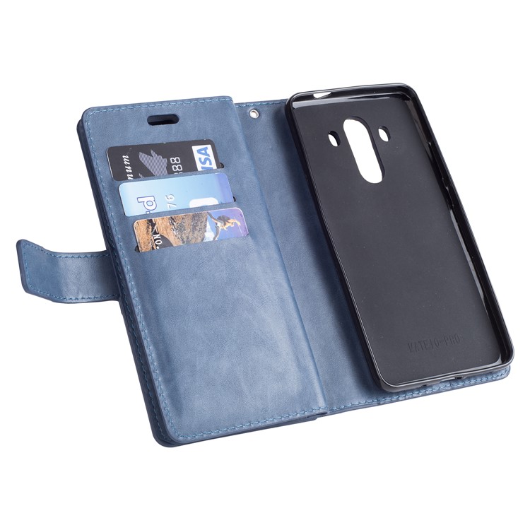 Multi-slot Wallet Zippered Leather Protector Case for Huawei Mate 10 Pro - Dark Blue-5