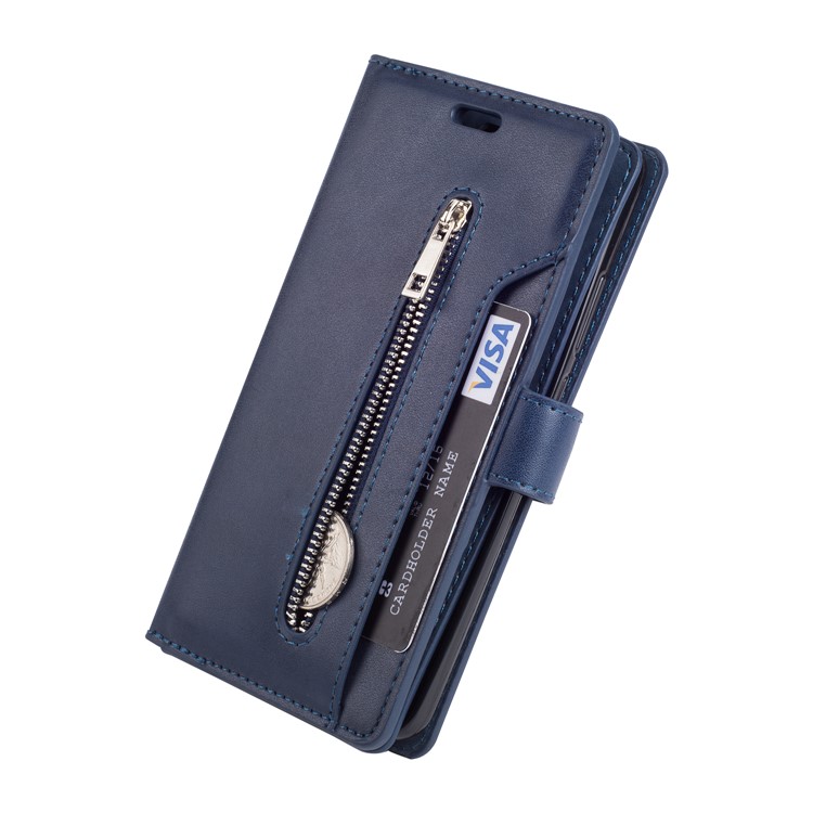 Multi-slot Wallet Zippered Leather Protector Case for Huawei Mate 10 Pro - Dark Blue-6