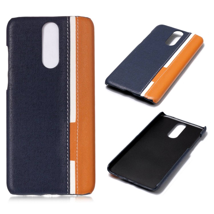 Contrast Color PU Leather Coated PC Mobile Phone Cover for Huawei Mate 10 Lite / Maimang 6 / nova 2i / Honor 9i (India) - Dark Blue-1