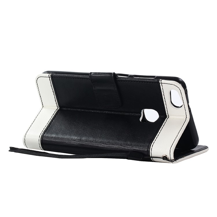 Bi-colour Imprint Birdcage Butterfly Tree Leather Wallet Stand Case with Strap for Huawei P10 Lite - Black-4