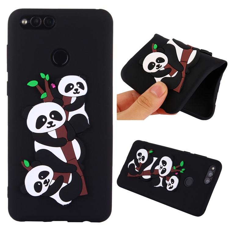 Lovely 3D Panda Pattern TPU Case for Huawei Honor 7X - Black-1