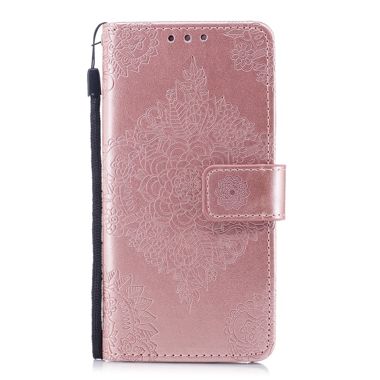 Imprint Flower Pattern Magnetic Leather Wallet Case for Huawei P8 Lite (2017) / Honor 8 Lite - Rose Gold-1