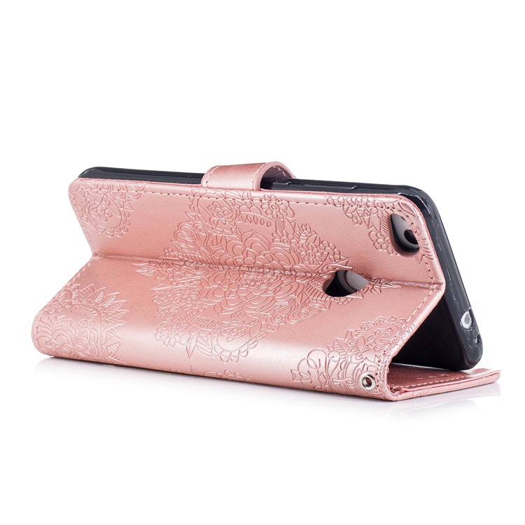 Imprint Flower Pattern Magnetic Leather Wallet Case for Huawei P8 Lite (2017) / Honor 8 Lite - Rose Gold-3