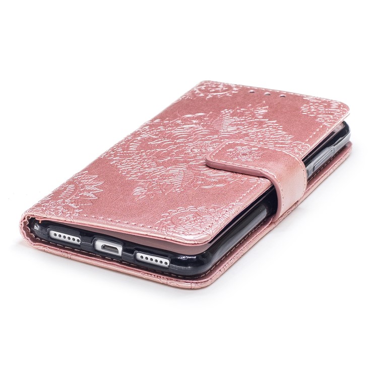 Imprint Flower Pattern Magnetic Leather Wallet Case for Huawei P8 Lite (2017) / Honor 8 Lite - Rose Gold-5