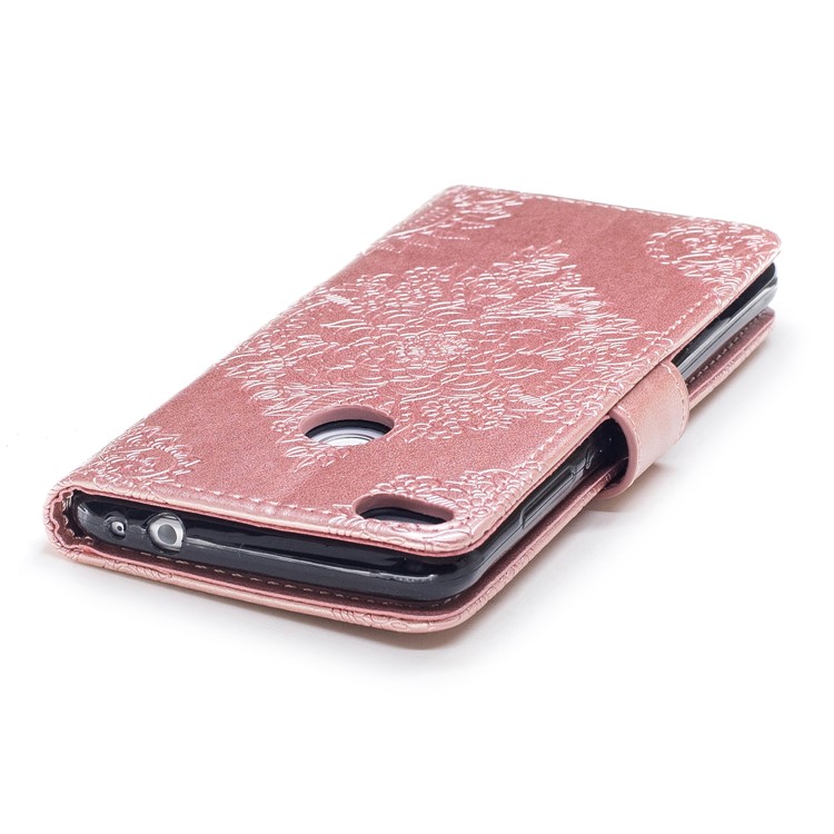 Imprint Flower Pattern Magnetic Leather Wallet Case for Huawei P8 Lite (2017) / Honor 8 Lite - Rose Gold-6