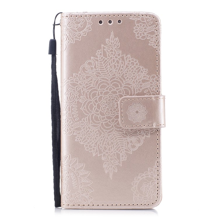 Imprint Flower Pattern Stand Leather Wallet Case for Huawei P8 Lite (2017) / Honor 8 Lite - Gold-1