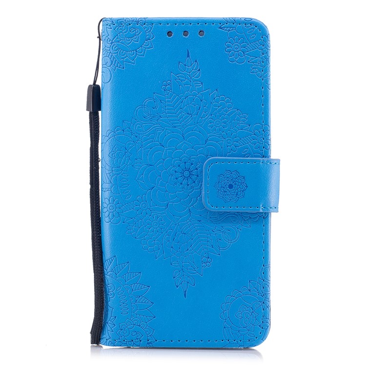 Impressum Blumenmuster Magnetischen Leder Stand Case Für Huawei P8 Lite (2017) / Ehre 8 Lite - Blau-1