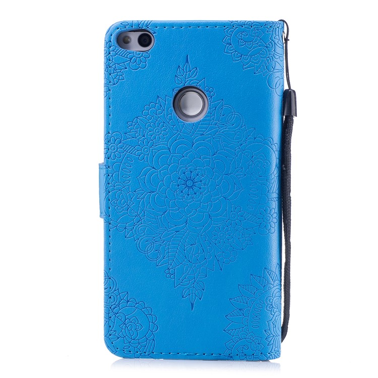 Impressum Blumenmuster Magnetischen Leder Stand Case Für Huawei P8 Lite (2017) / Ehre 8 Lite - Blau-2