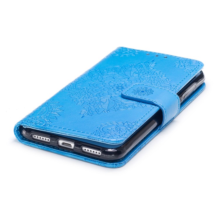 Impressum Blumenmuster Magnetischen Leder Stand Case Für Huawei P8 Lite (2017) / Ehre 8 Lite - Blau-5