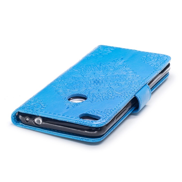 Impressum Blumenmuster Magnetischen Leder Stand Case Für Huawei P8 Lite (2017) / Ehre 8 Lite - Blau-6
