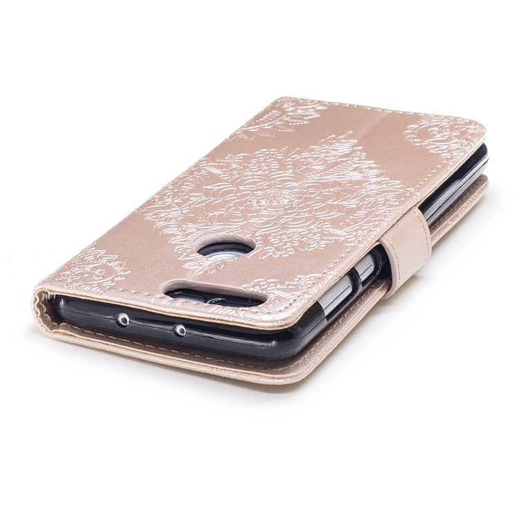 For Huawei Honor 8 Imprint Flower Pattern Leather Wallet Phone Accessory Case - Gold-6