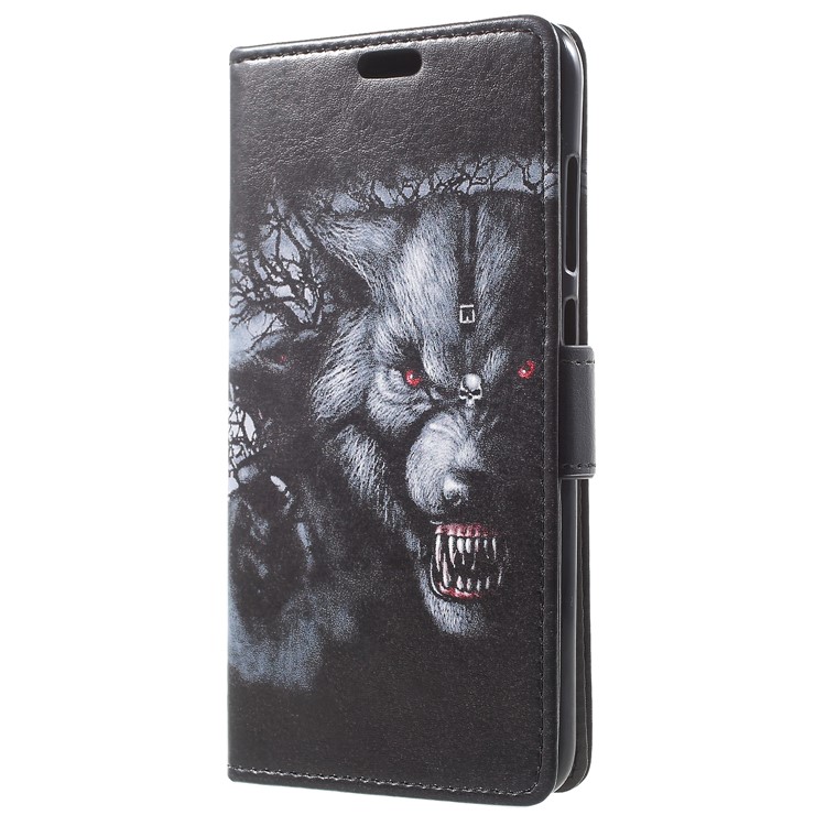 Gemusterte PU Leder Brieftasche Standabdeckung Für Huawei Ehre 9 Lite / Ehre 9 Jugendausgabe - Grauer Wolf-2