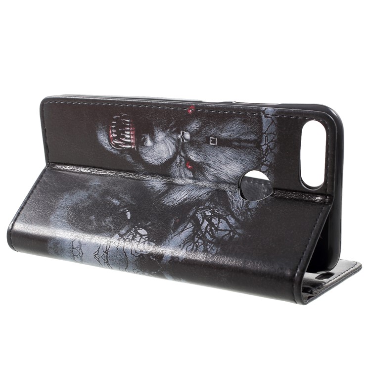 Gemusterte PU Leder Brieftasche Standabdeckung Für Huawei Ehre 9 Lite / Ehre 9 Jugendausgabe - Grauer Wolf-4
