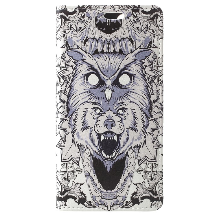 Patterned PU Leather Wallet Mobile Cover for Huawei Honor 9 Lite / Honor 9 Youth Edition - Abstract Owl and Lion-1