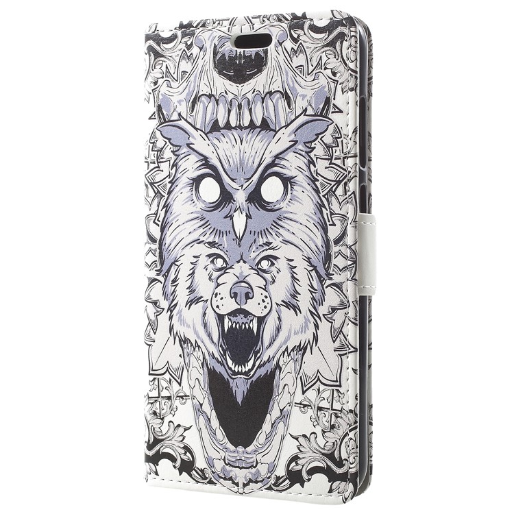 Patterned PU Leather Wallet Mobile Cover for Huawei Honor 9 Lite / Honor 9 Youth Edition - Abstract Owl and Lion-2