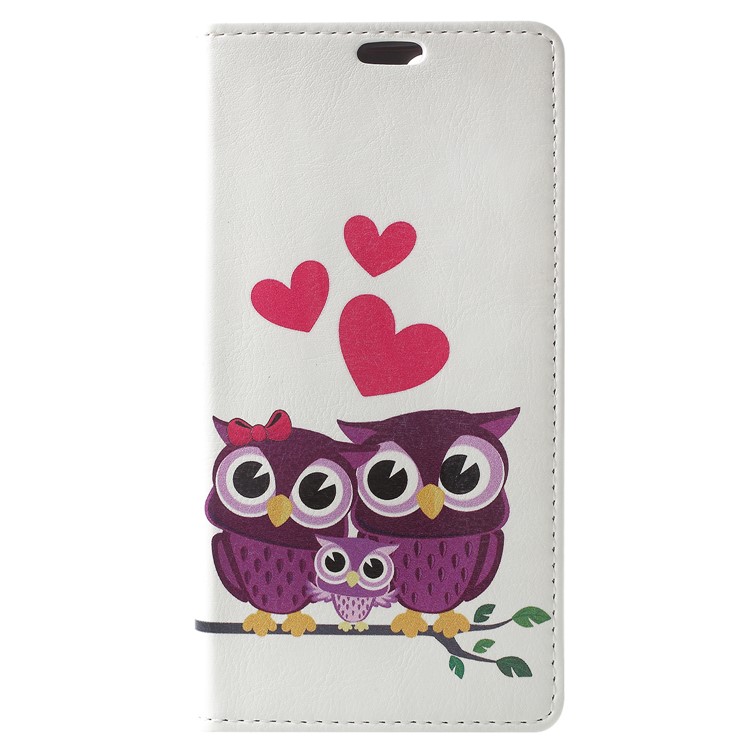 Patterned PU Leather Wallet Phone Casing for Huawei Honor 9 Lite / Honor 9 Youth Edition - Owl Family-1