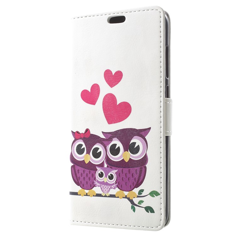 Patterned PU Leather Wallet Phone Casing for Huawei Honor 9 Lite / Honor 9 Youth Edition - Owl Family-2