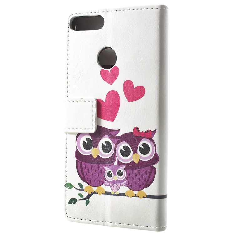 Patterned PU Leather Wallet Phone Casing for Huawei Honor 9 Lite / Honor 9 Youth Edition - Owl Family-3